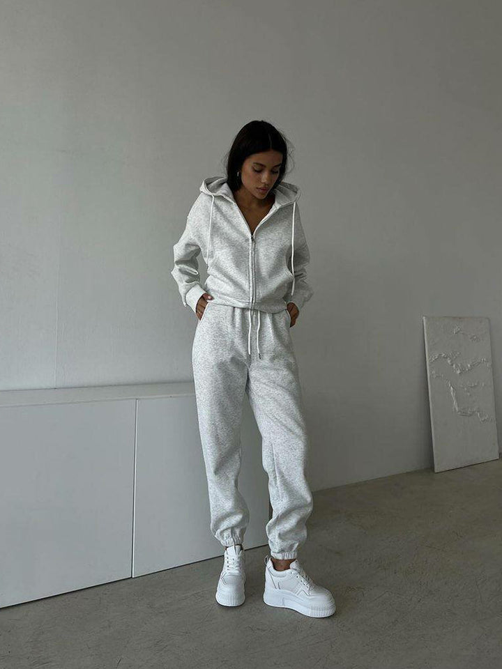 Damen sportliches Fleece-Jogginganzug-Set Drune