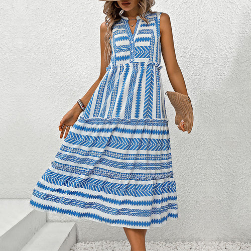 Damen Maxikleid mit floralen Mustern und praktischen Taschen Drune