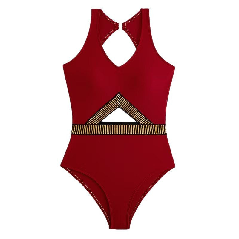 Damen Sportlicher Einteiler Badeanzug Drune