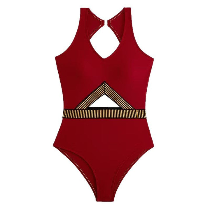 Damen Sportlicher Einteiler Badeanzug Drune