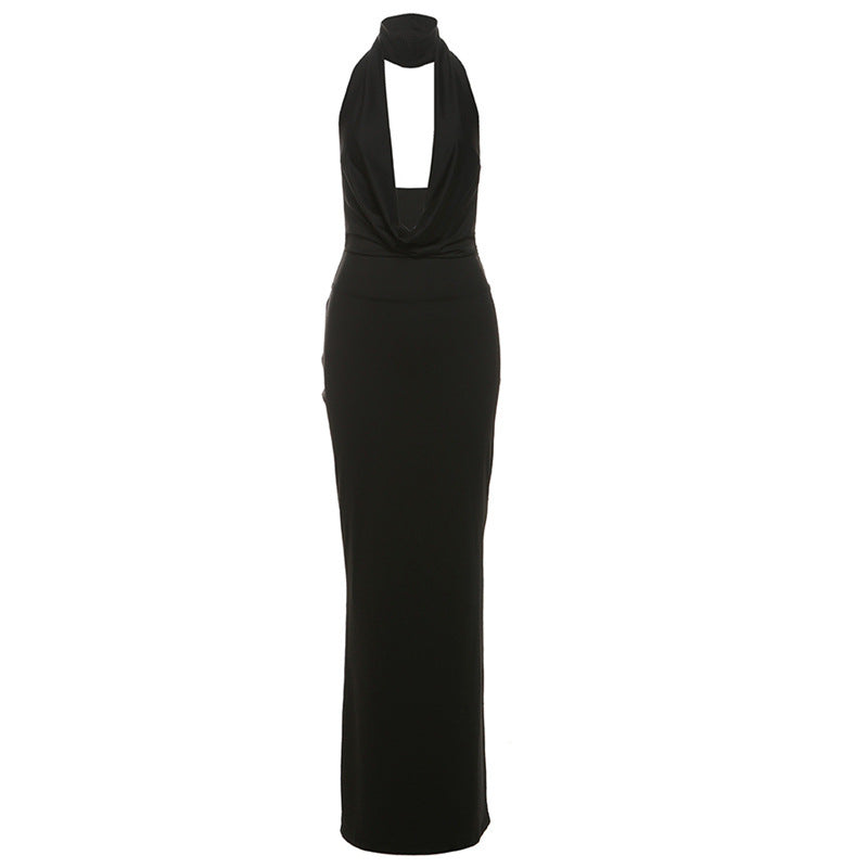 Damen Elegantes Abendkleid mit schimmerndem tiefem V-Ausschnitt und figurschmeichelnder Silhouette Drune