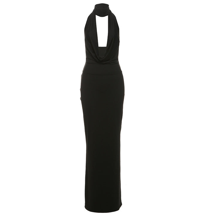 Damen Elegantes Abendkleid mit schimmerndem tiefem V-Ausschnitt und figurschmeichelnder Silhouette Drune