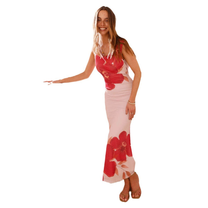 Damen Elegantes Maxikleid mit floralem Design und fließender Passform Drune