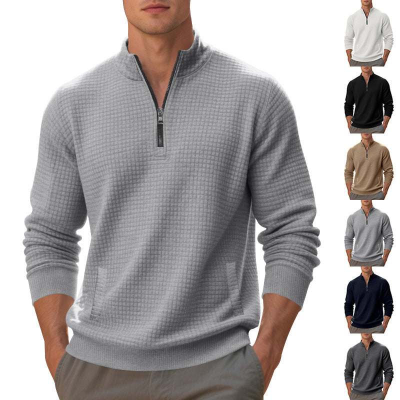 Herren sportlicher Pullover mit Reißverschluss und strukturierter Oberfläche Drune