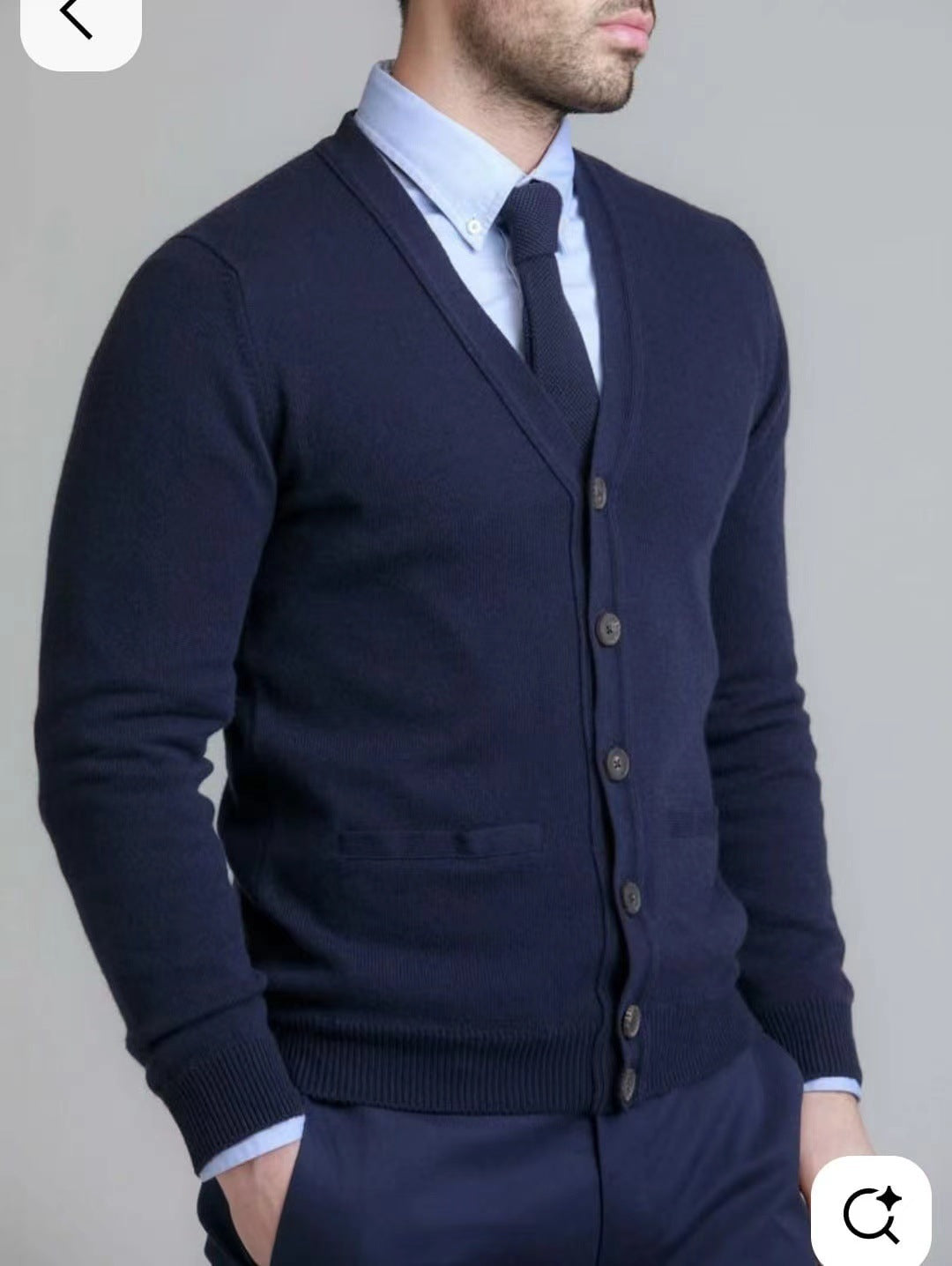 Herren nan Feinstrick V-Ausschnitt Cardigan mit Knopfleiste und Eingrifftaschen Drune