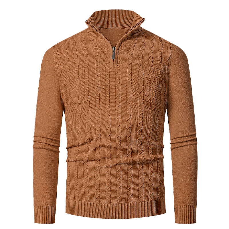 Herren Strickpullover mit hohem Kragen und feinem Zopfdesign Drune