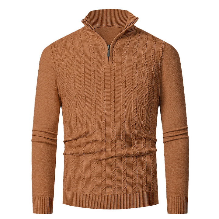 Herren Strickpullover mit hohem Kragen und feinem Zopfdesign Drune