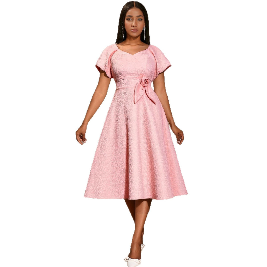 Damen Kleid mit voluminösen Puffärmeln und eleganter Schleifenapplikation Drune