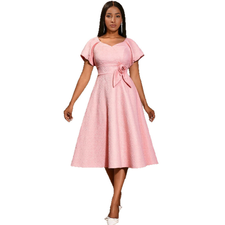 Damen Kleid mit voluminösen Puffärmeln und eleganter Schleifenapplikation Drune