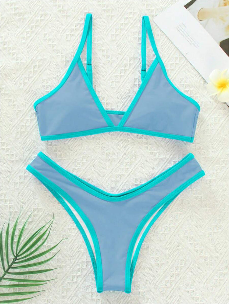 Damen Triangle Bikini Set mit Kontrastbesatz Drune