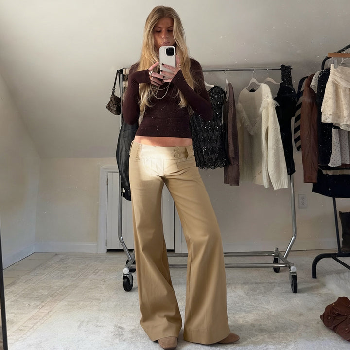 Damen weite Baumwollhose mit eleganter Schnittführung und praktischen Taschen Drune