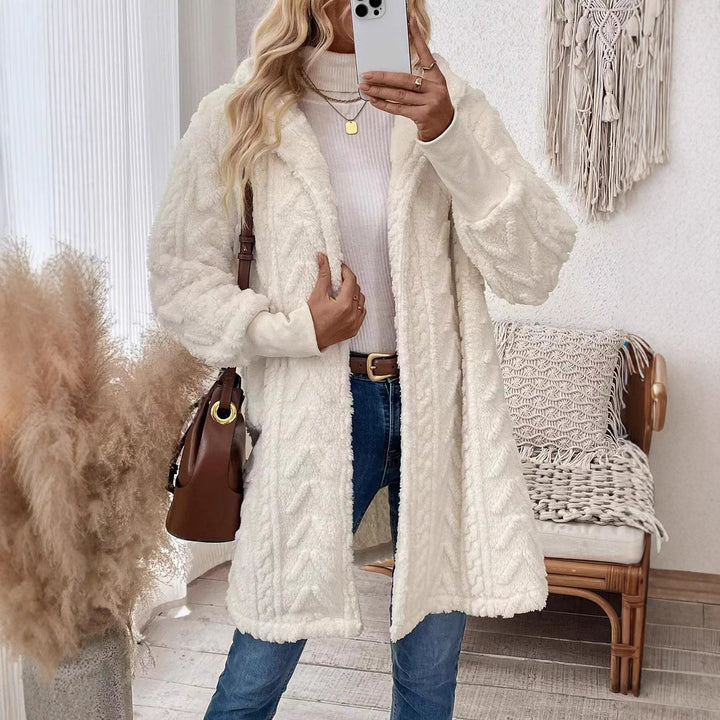Damen Fluffige Langjacke mit strukturiertem Design Drune