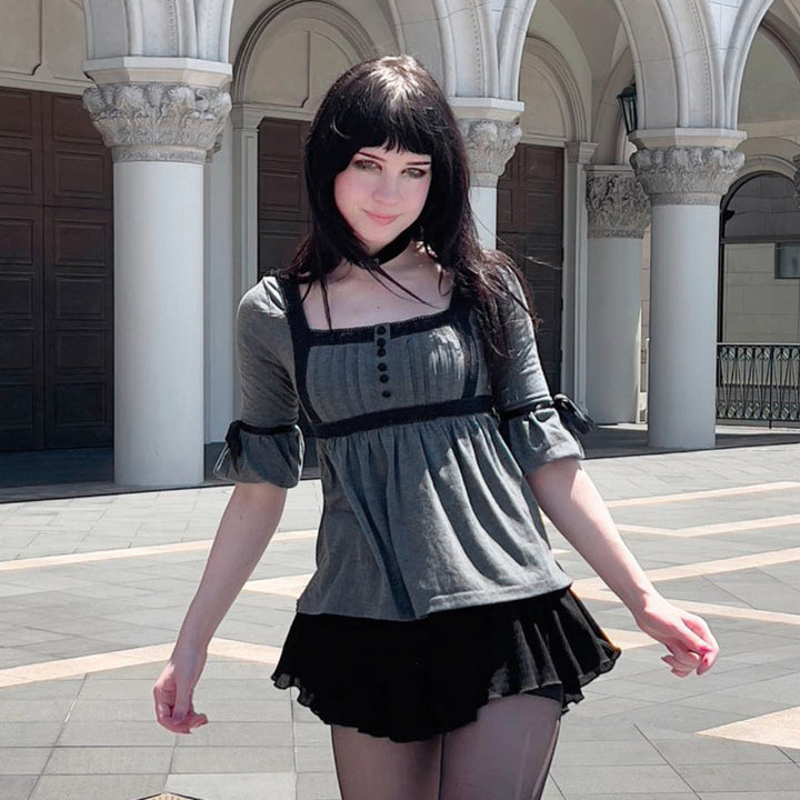 Damen Top mit Spitzenakzenten und lässigem Schnitt Drune