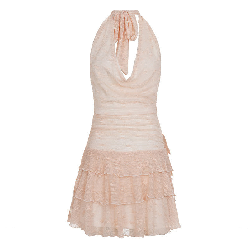 Damen Sommerliches Trägerkleid mit Raffungen und Rüschensaum Drune