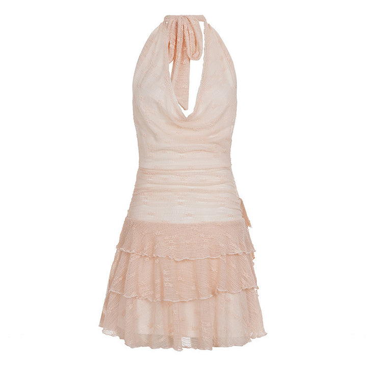Damen Sommerliches Trägerkleid mit Raffungen und Rüschensaum Drune