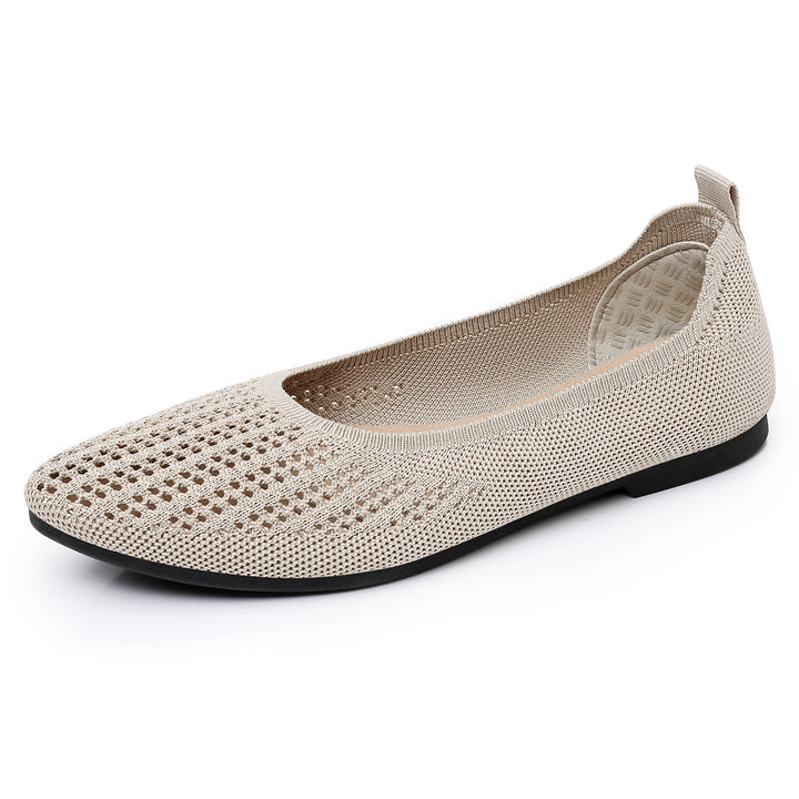 Damen nan atmungsaktive gestrickte Ballerina-Slipper mit perforiertem Obermaterial und orthopädischem Memory-Fußbett Drune