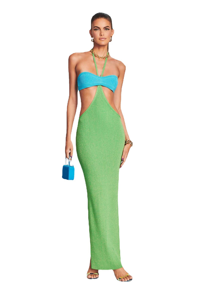 Damen Maxikleid mit kreativem Cut-Out-Design und schulterfreiem Oberteil Drune
