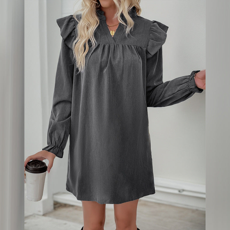 Damen Freizeitkleid mit Rüschendetails und elegantem Schnitt Drune