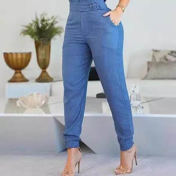 Damen lässiger Jumpsuit mit Rüschendetails und verstellbarem Taillengürtel Drune