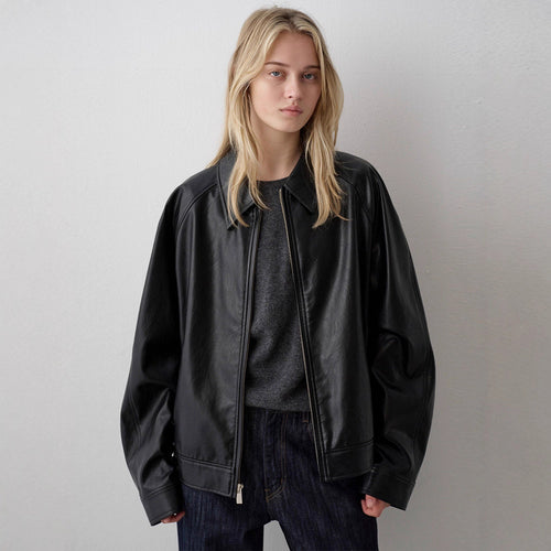 Damen elegante Lederjacke im minimalistischem Design Drune