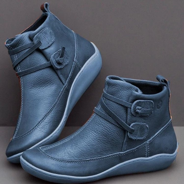 Damen Modische Booties aus hochwertigem Leder mit verstellbarem Verschlusssystem und rutschfester Sohle Drune