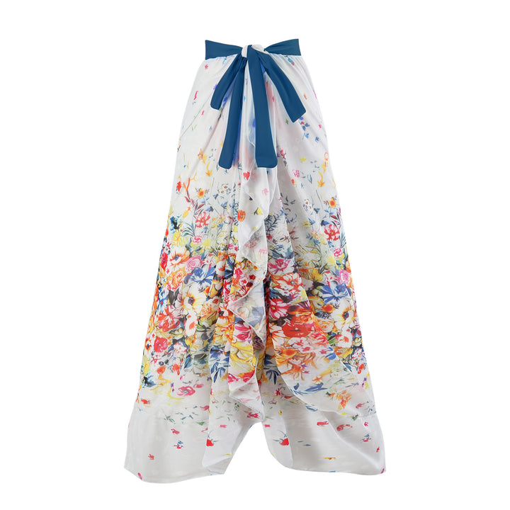 Damen Maxi-Rock mit floralen Mustern und verspieltem Schärpen-Detail Drune