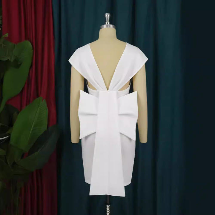 Damen figurbetontes Cocktailkleid mit elegantem V-Ausschnitt und schwingendem Saum Drune
