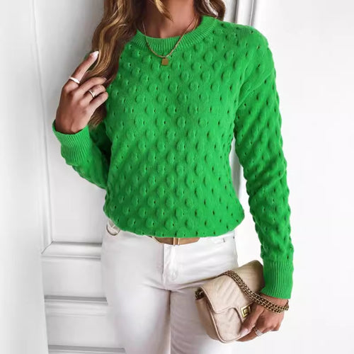 Damen Feinstrickpullover mit dekorativem Lochmuster und lässigem Schnitt Drune