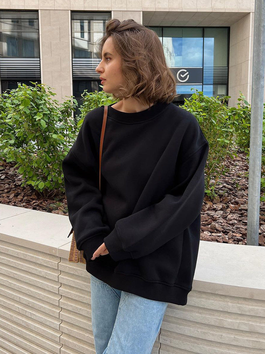 Damen Oversized Sweatshirt im lässigen Stil mit übergroßen Ärmeln und elastischen Bündchen Drune