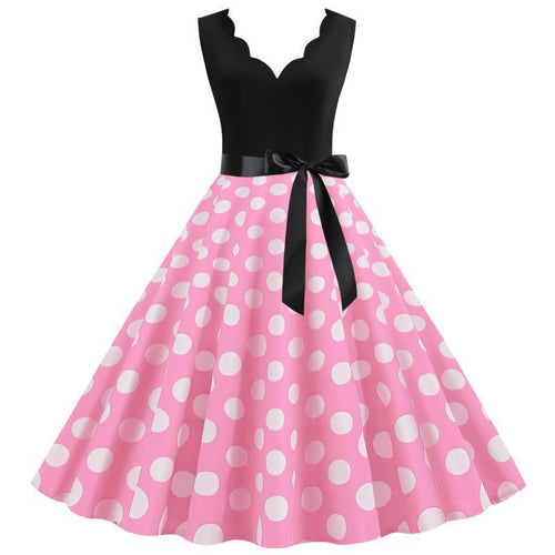 Damen Swingkleid mit tiefem V-Ausschnitt und filigranem Punktemuster Drune