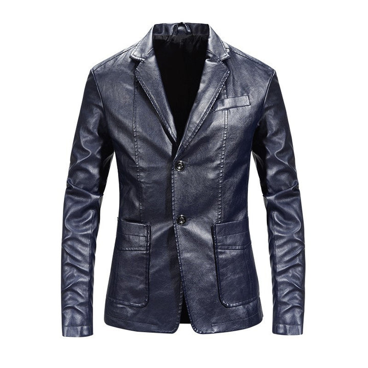 Herren elegante Kunstlederjacke mit modernem Schnitt und praktischen Taschen Drune