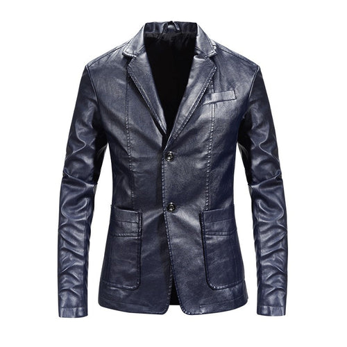 Herren elegante Kunstlederjacke mit modernem Schnitt und praktischen Taschen Drune