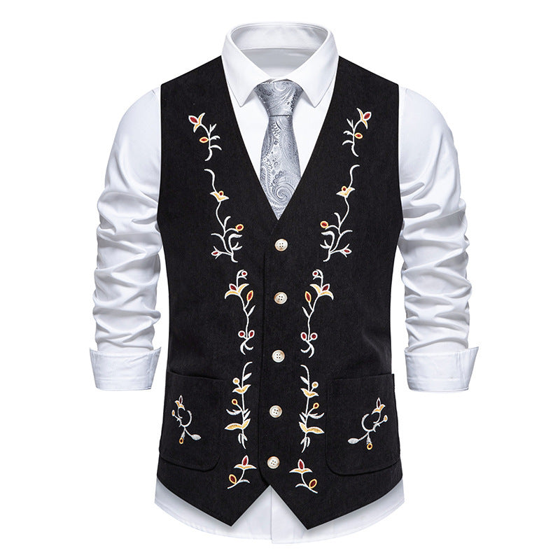 Herren elegante Weste mit floralem Stickdesign Drune