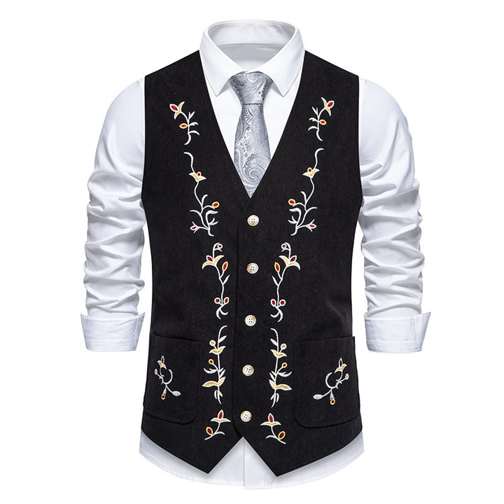 Herren elegante Weste mit floralem Stickdesign Drune