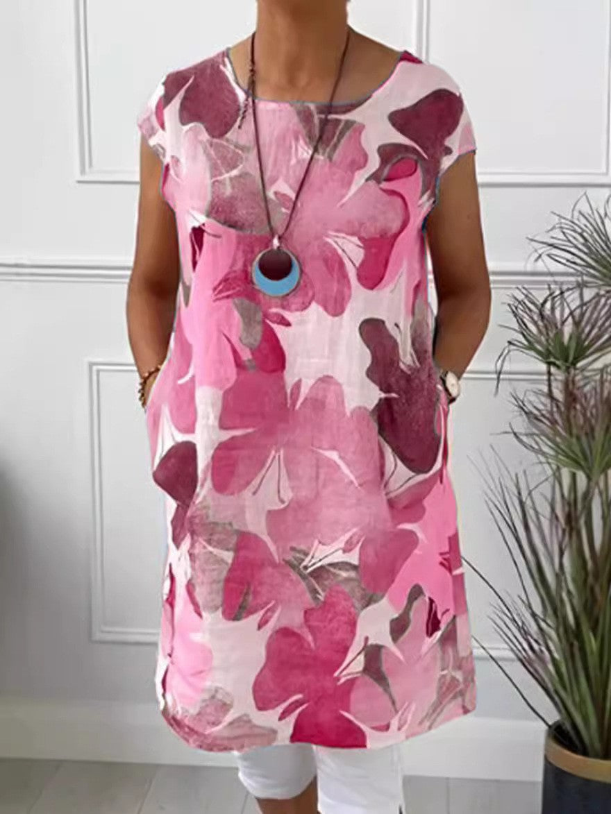 Damen Leichtes Strandkleid mit floralem Muster und Taschen Drune