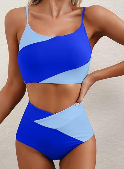 Damen Hoch tailliertes Bikini-Oberteil mit asymmetrischem Design Drune