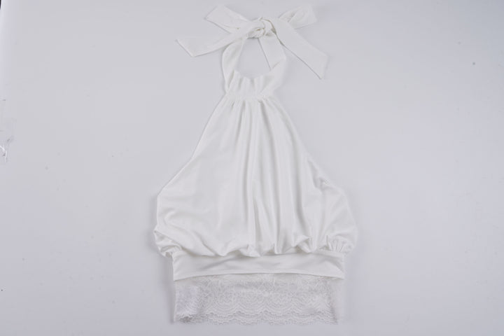 Damen elegantes Spaghetti-Trägertop mit transparentem Spitzenbesatz Drune
