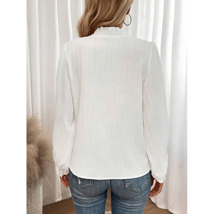 Damen elegante Bluse mit Rüschendetails und Falten Drune
