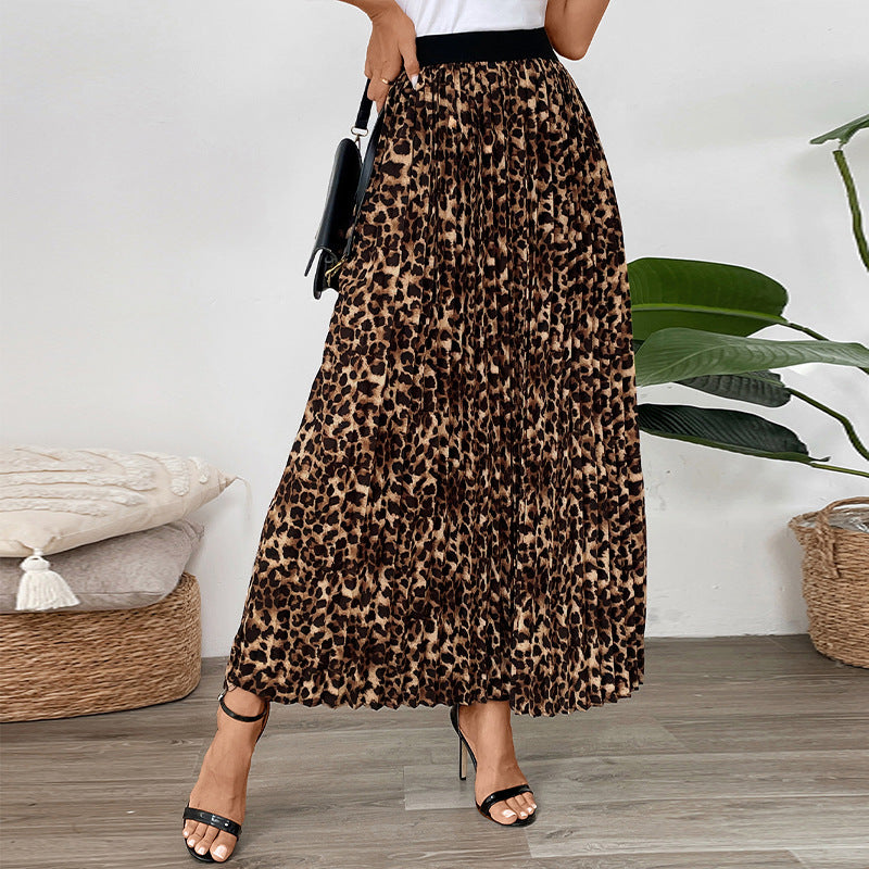 Damen Plissee Maxi-Rock mit Tierdruckdesign Drune