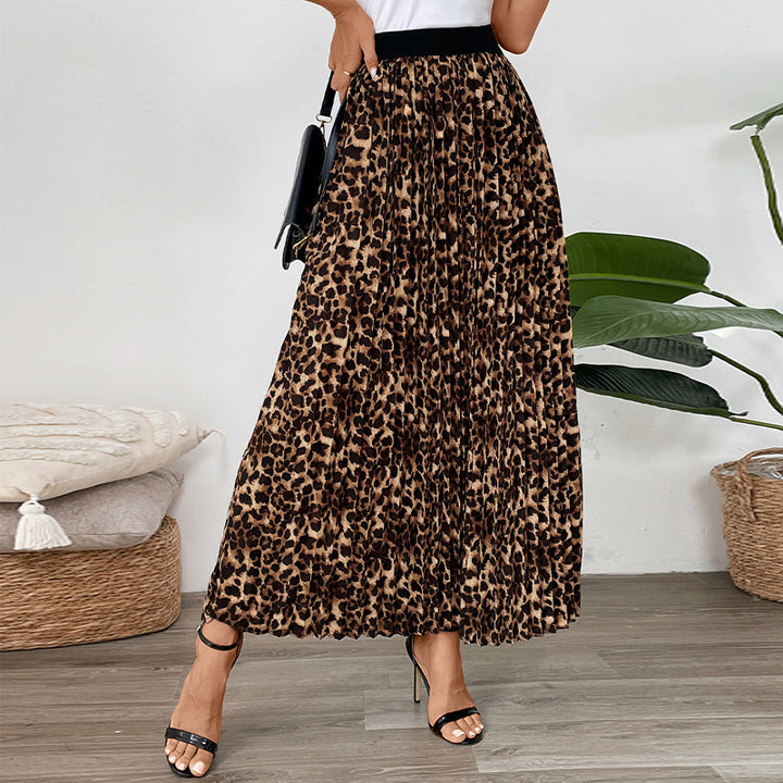 Damen Plissee Maxi-Rock mit Tierdruckdesign Drune
