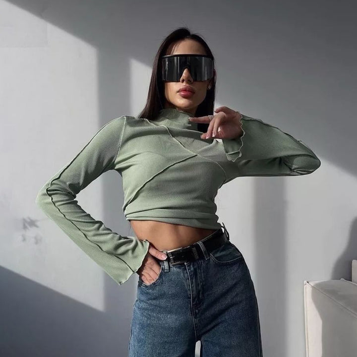 Damen eleganter, lässiger Langarmshirt Drune