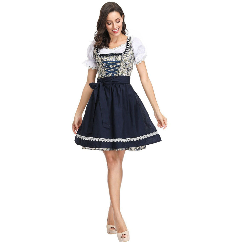 Damen nan traditionelles Dirndlkleid mit geschnürtem Mieder und abnehmbarer Schürze Drune
