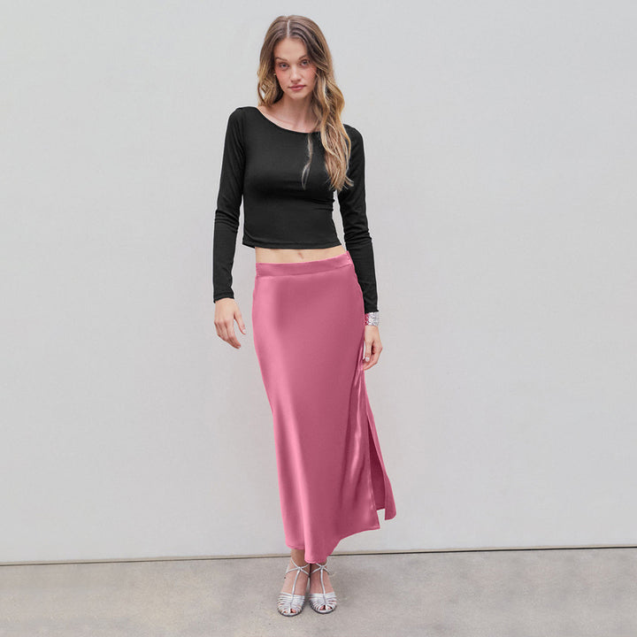 Damen Crop-Top mit langen Ärmeln und elegantem Rundhalsausschnitt Drune