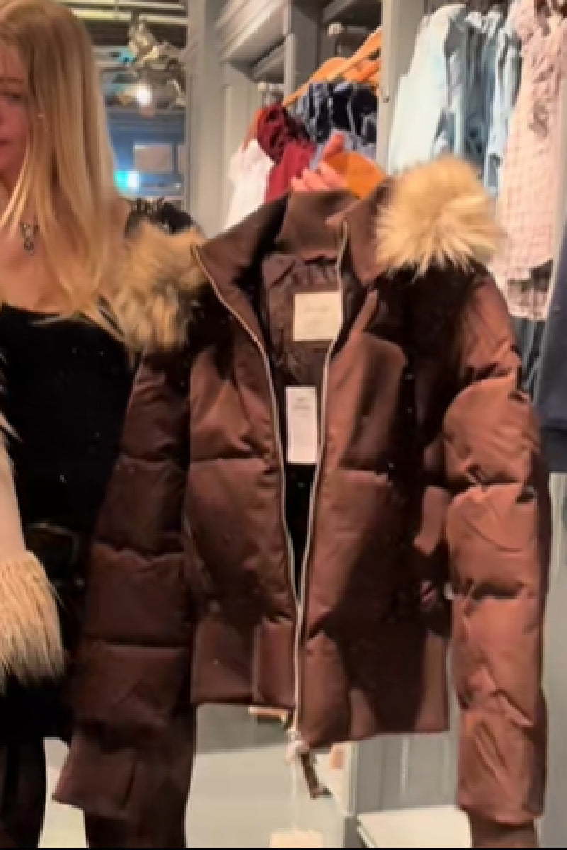 Damen Gestepptes Winterjacke mit abnehmbarer Kapuze und elastischen Bündchen Drune