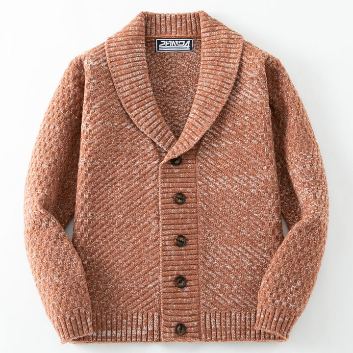 Herren Strickjacke mit großem Schalkragen und strukturiertem Design Drune