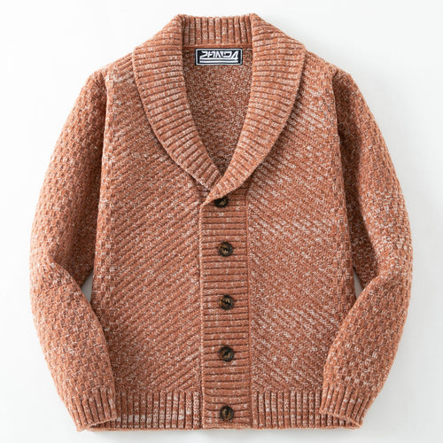 Herren Strickjacke mit großem Schalkragen und strukturiertem Design Drune