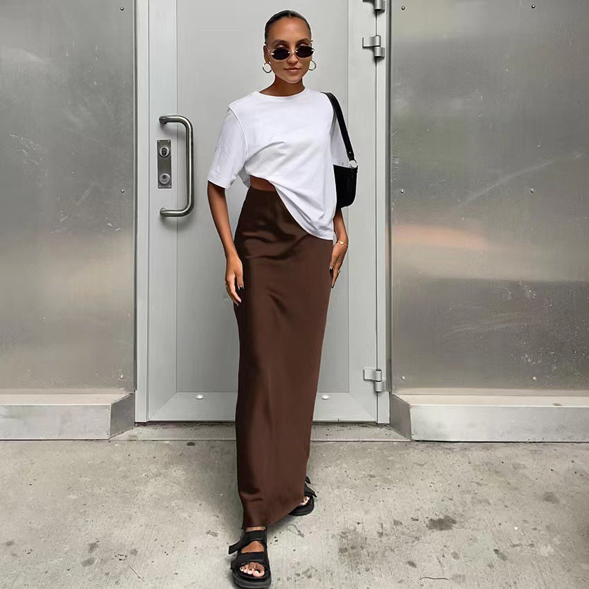 Damen elegantes Maxikleid mit asymmetrischem Schnitt und dekorativem Überwurf Drune