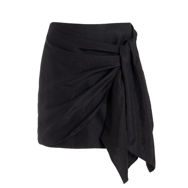Damen elegantes Wickelkleid mit asymmetrischem Schnitt Drune