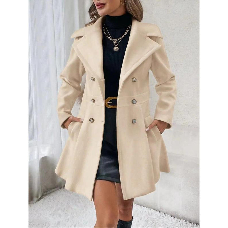 Damen eleganter Trenchcoat mit tailliertem Schnitt Drune