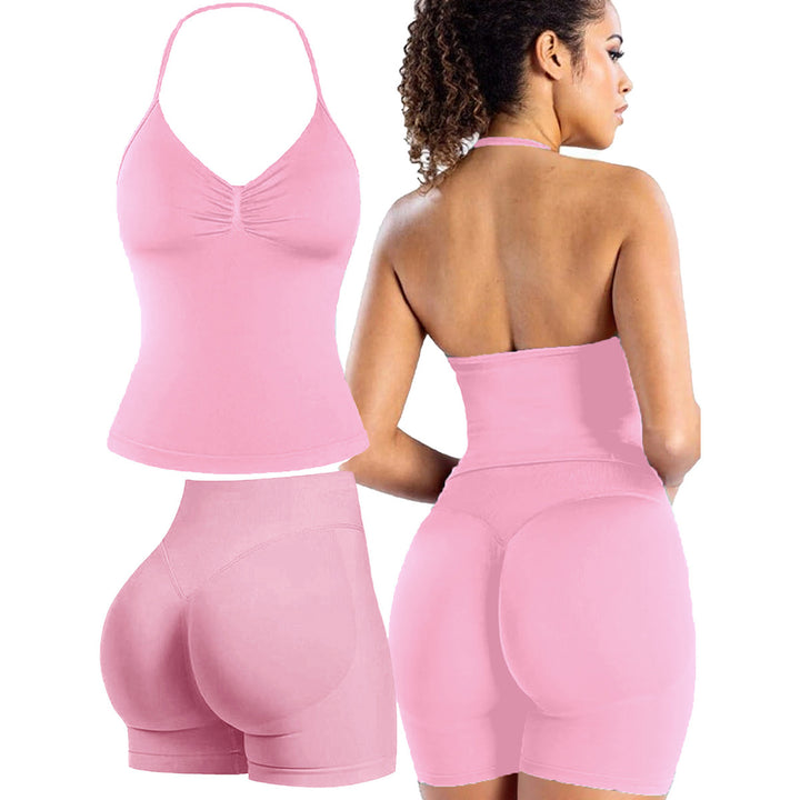 Damen Sportoberteil mit push-up Effekt und figurformenden Shorts Drune